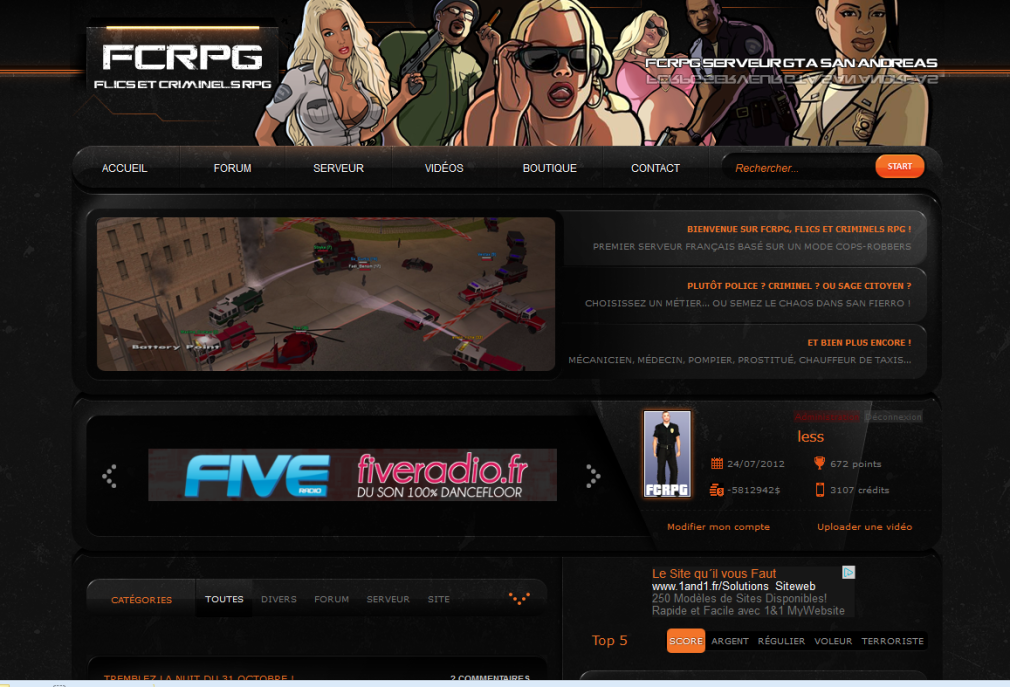 Page principale de FCRPG